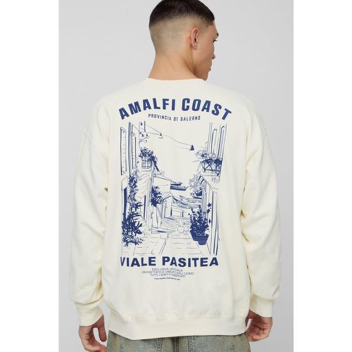 Sudadera Oversize Desteñida Con Estampado Gráfico De La Costa De Amalfi En La Espalda - boohoo - Modalova