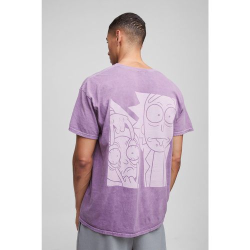 Camiseta Oversize Desteñida Con Estampado De Rick And Morty - boohoo - Modalova