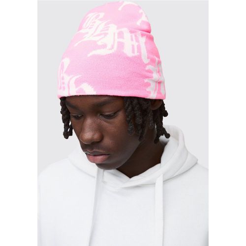 Gorro De Lana Rosa Con Logo Gótico - boohoo - Modalova