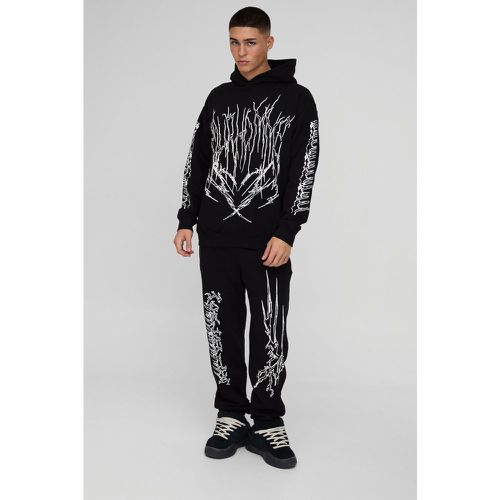 Tuta sportiva oversize Pour Homme con stampa a croce - boohoo - Modalova