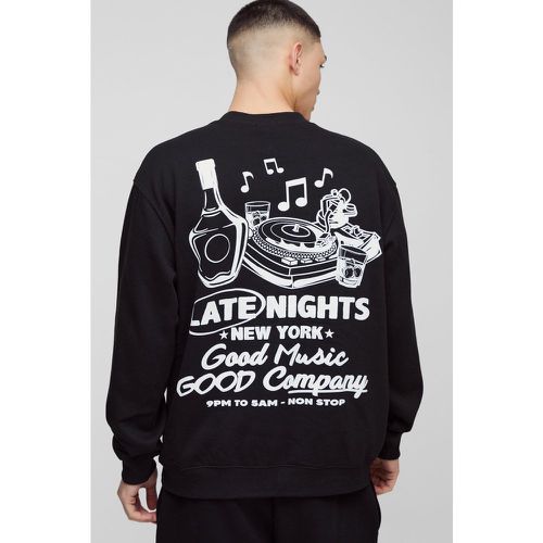 Felpa oversize con grafica di cartone animato Late Nights - boohoo - Modalova