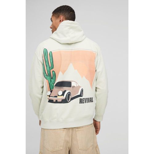 Sudadera Oversize Renacentista Con Capucha Y Estampado Western En Relieve Desteñido - boohoo - Modalova