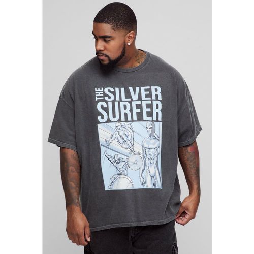 Camiseta Plus Oversize Con Estampado De Cómic Plateado Surfista Desteñido - boohoo - Modalova