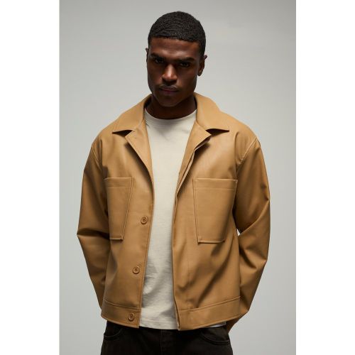 Giacca Harrington Squadrata In Pu Con Tasche - boohoo - Modalova