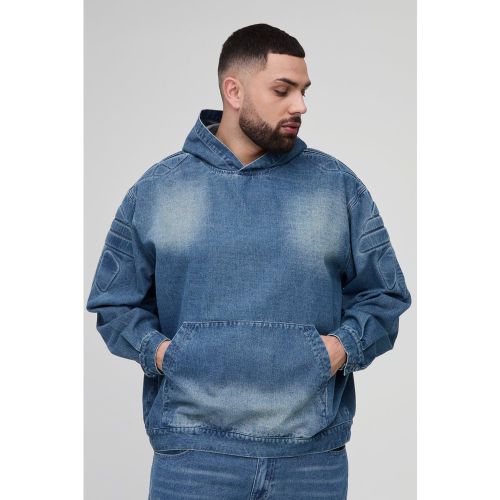 Sudadera Plus Vaquera Motera Con Capucha Y Bajorrelieve - boohoo - Modalova