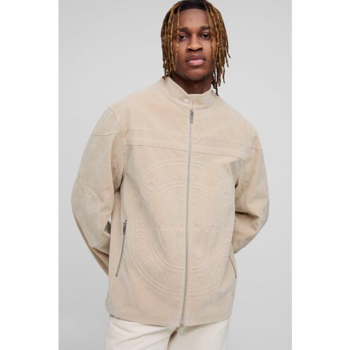 Chaqueta Tall Motera De Ante Sintético En Relieve - boohoo - Modalova