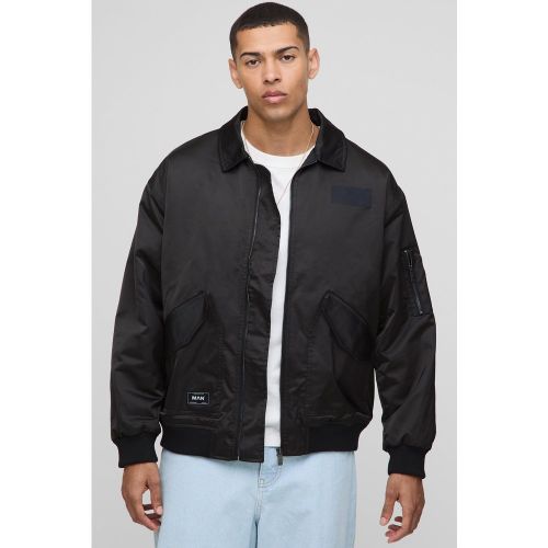Giacca da aviatore oversize in nylon con colletto - boohoo - Modalova