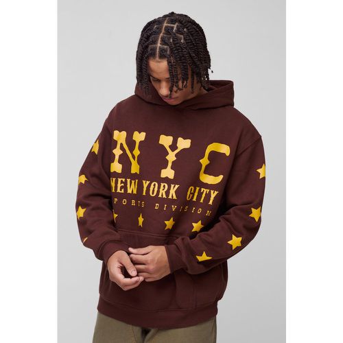 Sudadera Oversize Con Capucha Y Estampado Gráfico De Estrella Nyc Desteñido - boohoo - Modalova