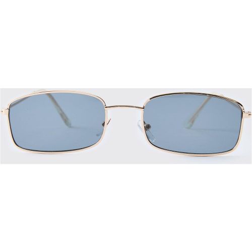 Gafas De Sol Rectangulares De Metal Dorado - boohoo - Modalova