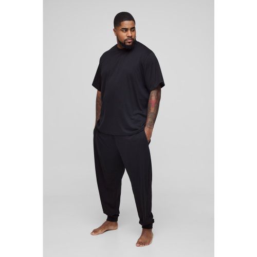 Set Plus Size Loungewear da casa Man - pantaloni tuta con polsini alle caviglie & T-shirt - boohoo - Modalova