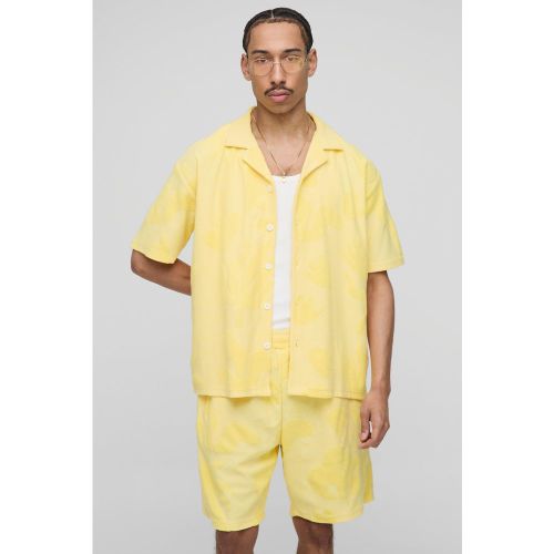 Set camicia oversize in spugna con rever & pantaloncini comodi - boohoo - Modalova
