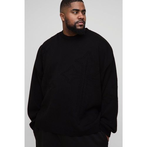 Maglione squadrato Plus Size oversize tono su tono con croce gotica - boohoo - Modalova