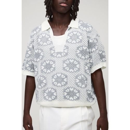 Polo squadrata oversize in maglia all'uncinetto - boohoo - Modalova
