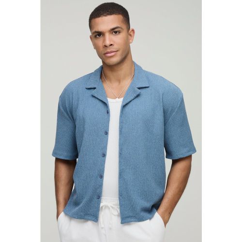 Camicia squadrata oversize a maniche corte effetto goffrato con rever - boohoo - Modalova