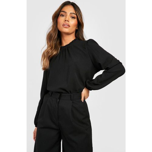 Blusa De Tela Y Manga Larga Con Volante En El Cuello - boohoo - Modalova