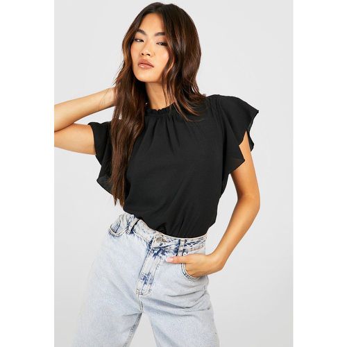 Blusa De Tela Con Volantes En Las Mangas Y El Cuello - boohoo - Modalova