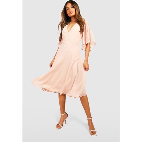 Vestido Midi Skater Para Dama De Honor De Chifón Con Mangas Anchas - boohoo - Modalova