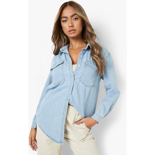 Camisa Oversize Vaquera Desteñida - boohoo - Modalova