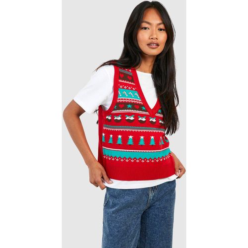 Maglione natalizio con renne, pon pon e motivi Fairisle - boohoo - Modalova