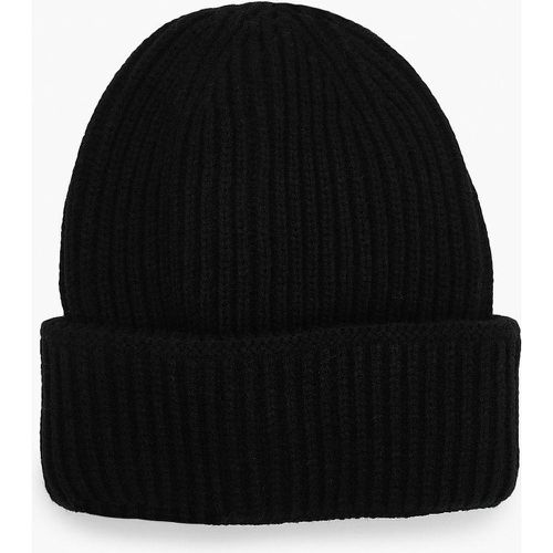 Berretto Beanie a coste, Nero - boohoo - Modalova