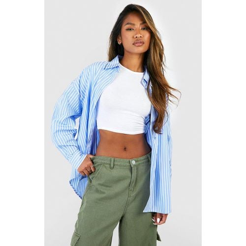 Camicia oversize a righe, Azzurro - boohoo - Modalova