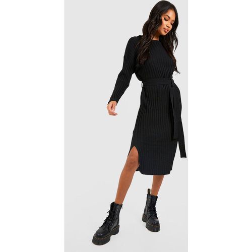 Vestido Midaxi De Canalé De Punto Con Atadura En La Cintura - boohoo - Modalova