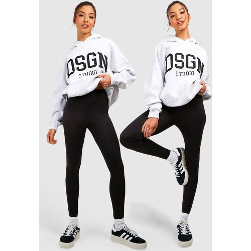 Legging Basics in jersey a vita alta - set di 2 paia - boohoo - Modalova