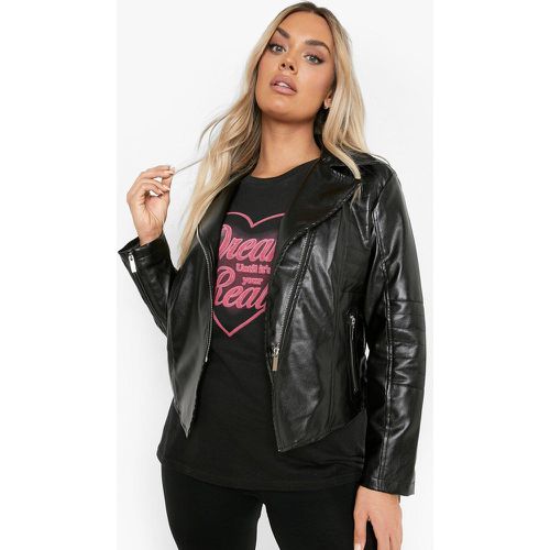 Chaqueta Plus Motera De Cuero Sintético - boohoo - Modalova