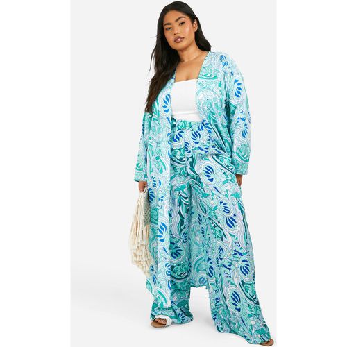 Kimono Plus Largo Con Estampado Cachemira - boohoo - Modalova