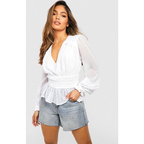 Blusa a maniche lunghe in rete plumetis - boohoo - Modalova