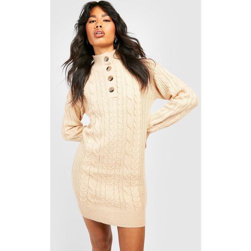 Vestido Jersey De Punto En Ochos Con Botones En El Cuello - boohoo - Modalova