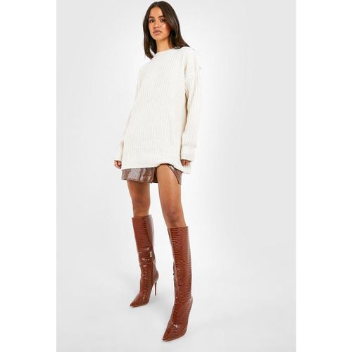 Maglione a girocollo oversize in maglia morbida - boohoo - Modalova