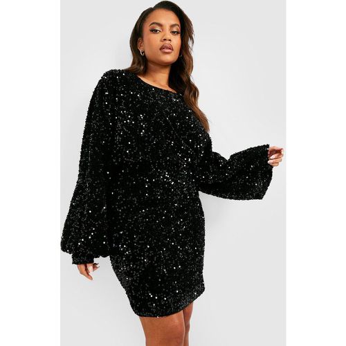 Vestido Plus Oversize Mini De Lentejuelas Con Mangas De Blusón - boohoo - Modalova