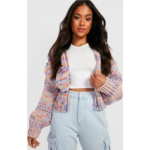 Cardigan Petite Premium in maglia spessa multicolore - boohoo - Modalova