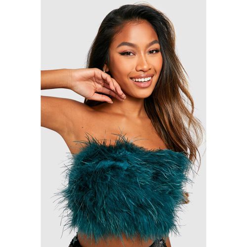 Top Crop Palabra De Honor Con Plumas - boohoo - Modalova