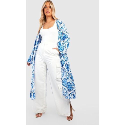 Kimono Plus Largo Con Estampado Efecto Porcelana - boohoo - Modalova