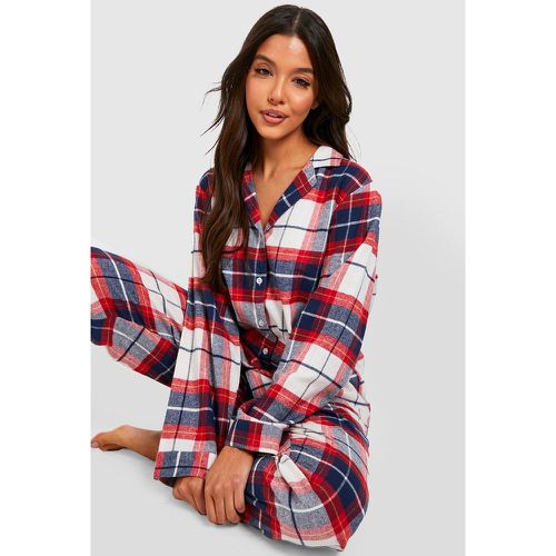 Pijama Navideño De Pantalón Largo Con Botamanga Y Estampado De Cuadros Cardados - boohoo - Modalova