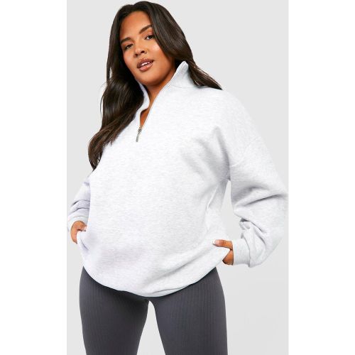 Felpa Plus Size oversize con zip corta - boohoo - Modalova