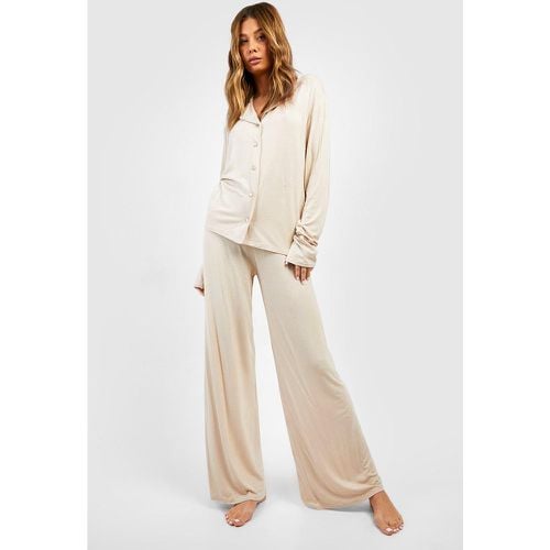 Pantalón De Pijama De Pernera Ancha Y Tela Jersey - boohoo - Modalova