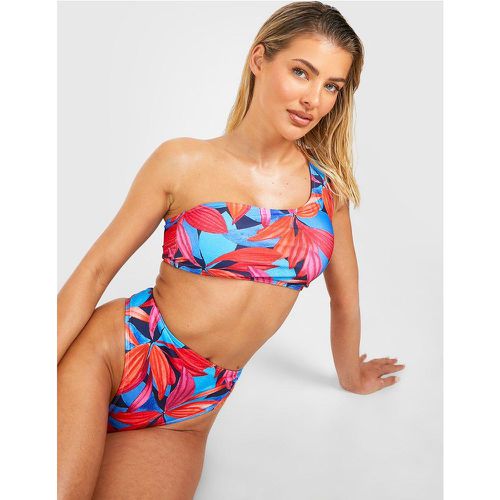 Set bikini monospalla in fantasia tropicale - boohoo - Modalova