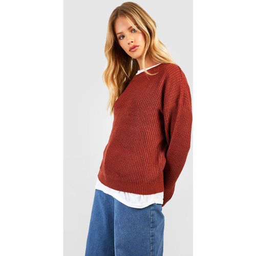 Maglione a girocollo Basic, Arancio - boohoo - Modalova