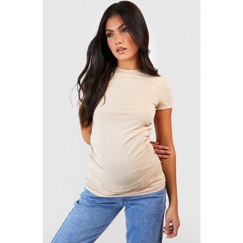 Camiseta Premamá De Canalé Con Escote En U - boohoo - Modalova