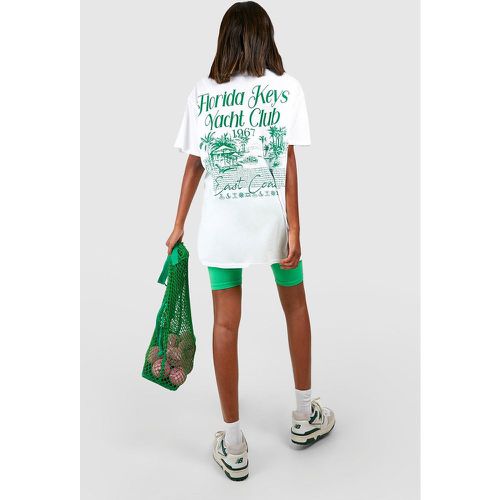 Camiseta Oversize Con Estampado De Florida Yacht Club En La Espalda - boohoo - Modalova