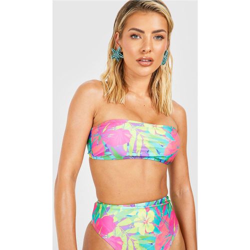 Top bikini a fascia in fantasia tropicale - boohoo - Modalova