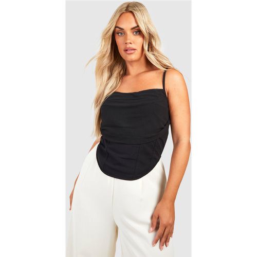 Top a corsetto Plus Size con spalline e ruches - boohoo - Modalova