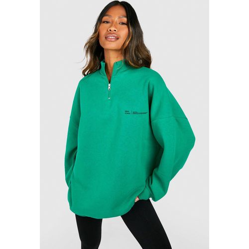 Sudadera Oversize Con Cremallera A La Mitad Y Eslogan - boohoo - Modalova