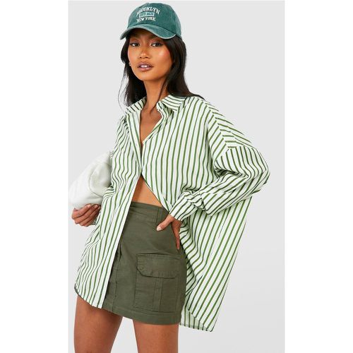 Camisa Oversize De Rayas Con Caída En Los Hombros - boohoo - Modalova