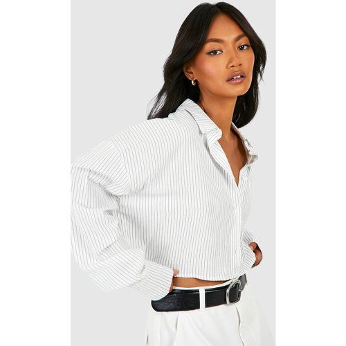 Camisa Crop De Rayas, Blanco - boohoo - Modalova