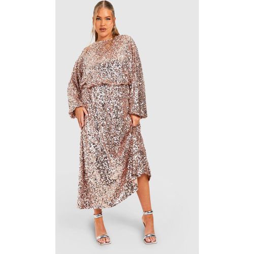 Vestito longuette Plus Size con paillettes e maniche ampie - boohoo - Modalova