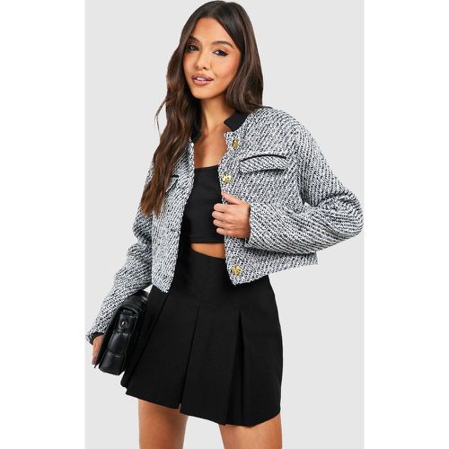 Chaqueta Jaspeada De Tejido Bouclé Con Botones - boohoo - Modalova